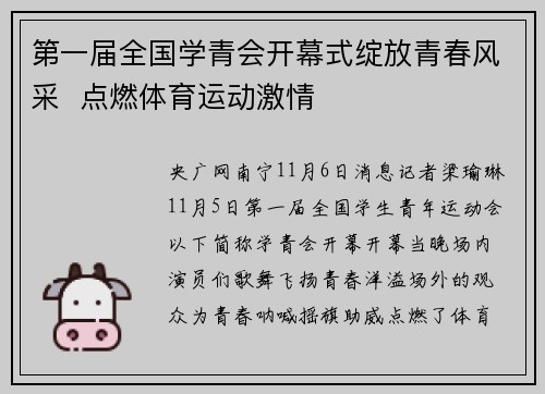 第一届全国学青会开幕式绽放青春风采  点燃体育运动激情